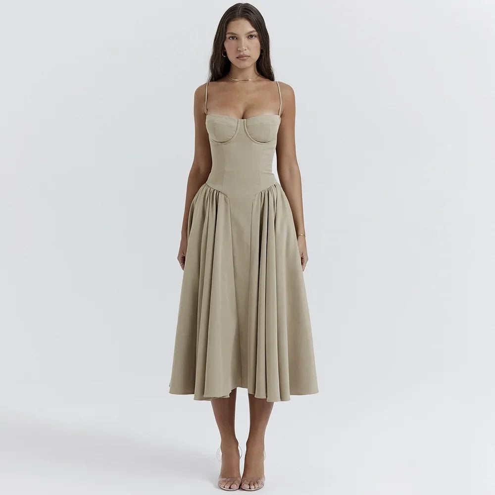 Suninheart Elegant Strap Midi Dress