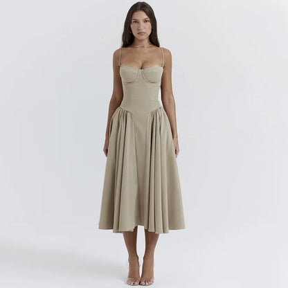 Suninheart Elegant Strap Midi Dress