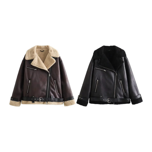 Belt Double sided Collar Jacket Coat