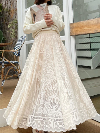 Boho Elegance Crochet Maxi Skirt