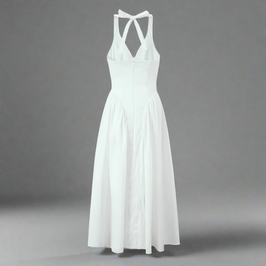 Elegant Halter Backless Midi Dress