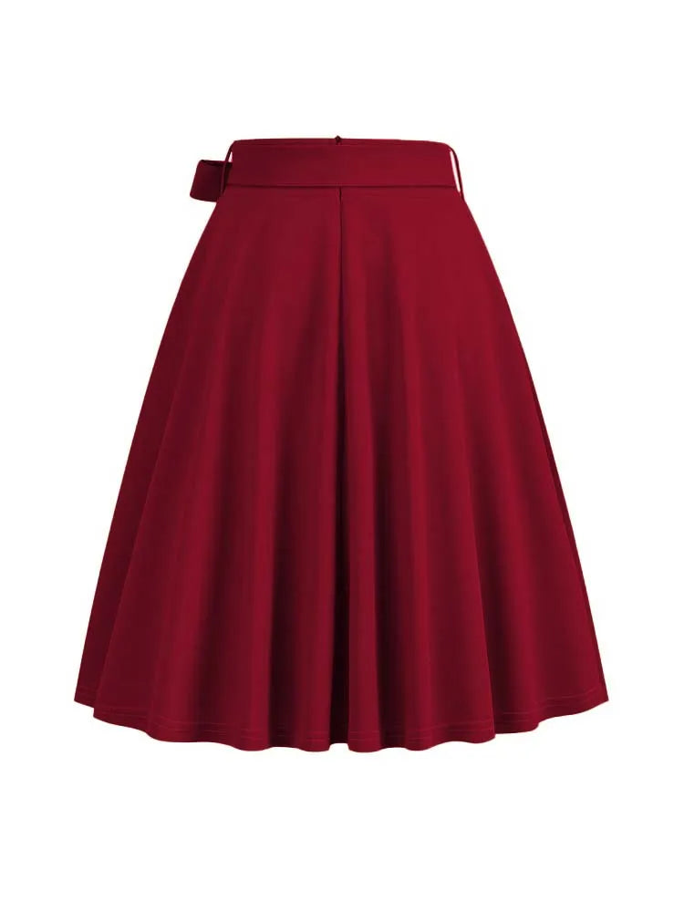 High Waist A Line Midi Skirt