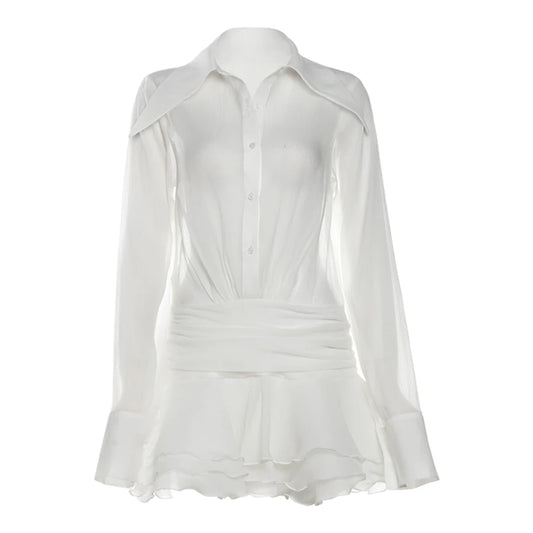 Summer Elegance Chiffon Shirt Dress