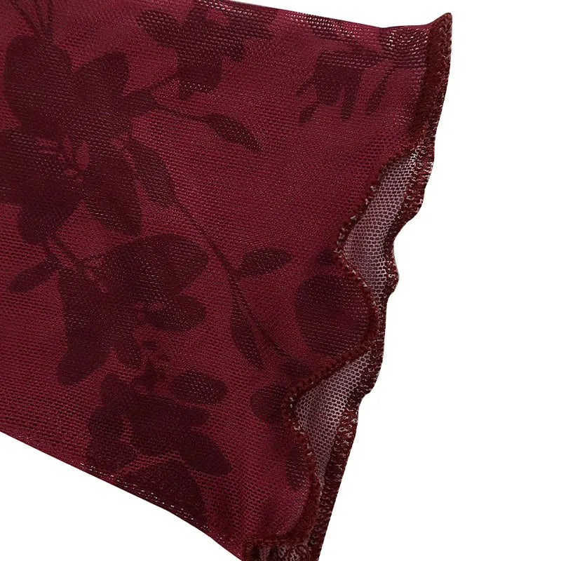 Wine Red Long Sleeve Mini Dress