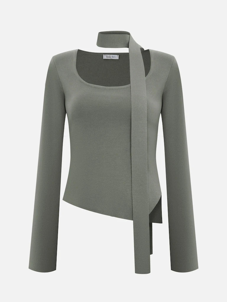 Ribbon Knitted Mini Skirt