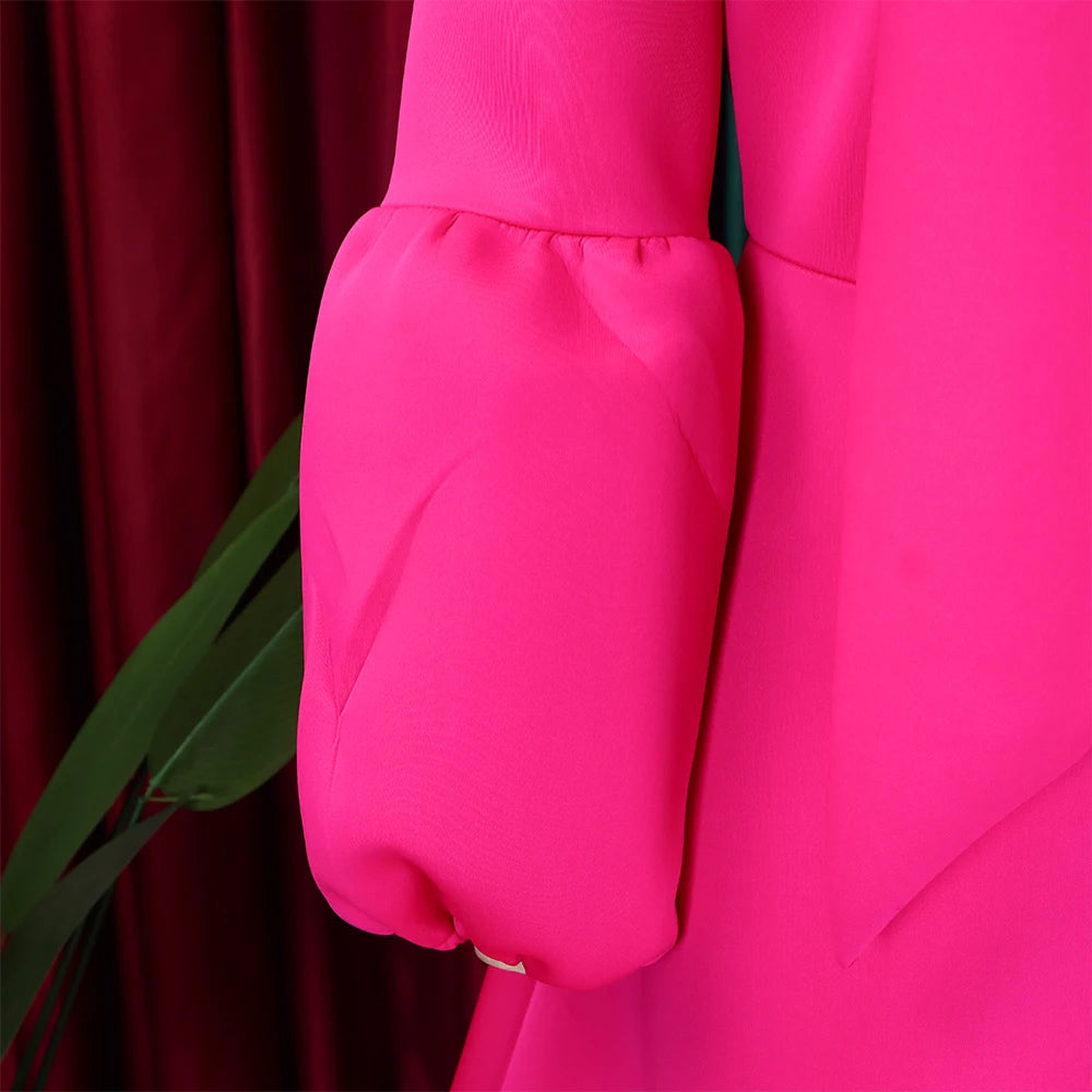 Elegant Bow Collar A Line Midi Dress - Pink