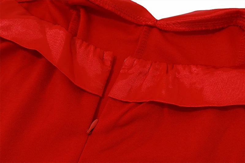 Off Shoulder Backless Mini Dress - Red