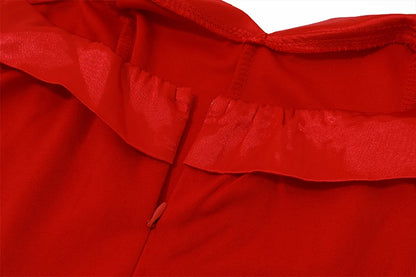 Off Shoulder Backless Mini Dress - Red