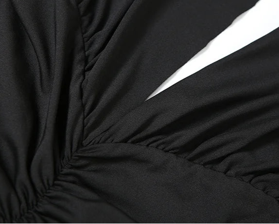 Deep V Neck Ruffled Maxi Dress - Black